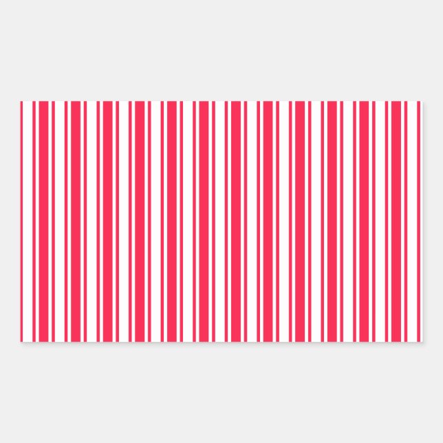 Red and white candy stripes rectangular sticker (Front)