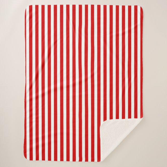 Red and white candy stripes sherpa blanket (Front)