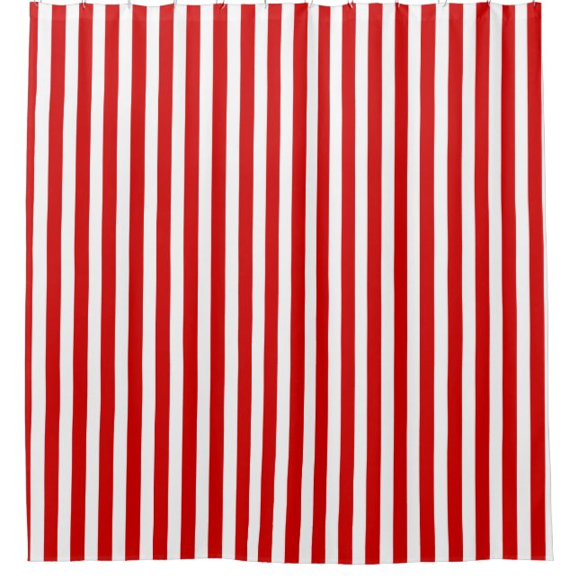 Red and white candy stripes shower curtain (Front)