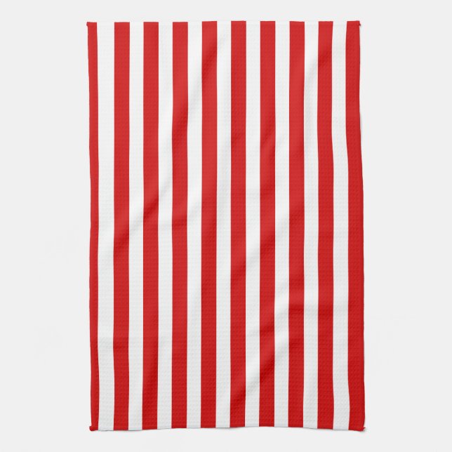 Red and white candy stripes tea towel (Vertical)
