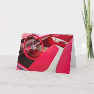 Red and White Car Interior Card