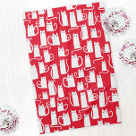 Red and White Cat Pattern Tea Towel<br><div class="desc">Fun little white cats on a festive red background. Original art by Nic Squirrell.</div>