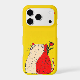 Red and White Cat with Flower