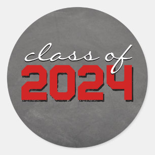 Red and White Chalkboard Graduation Stickers