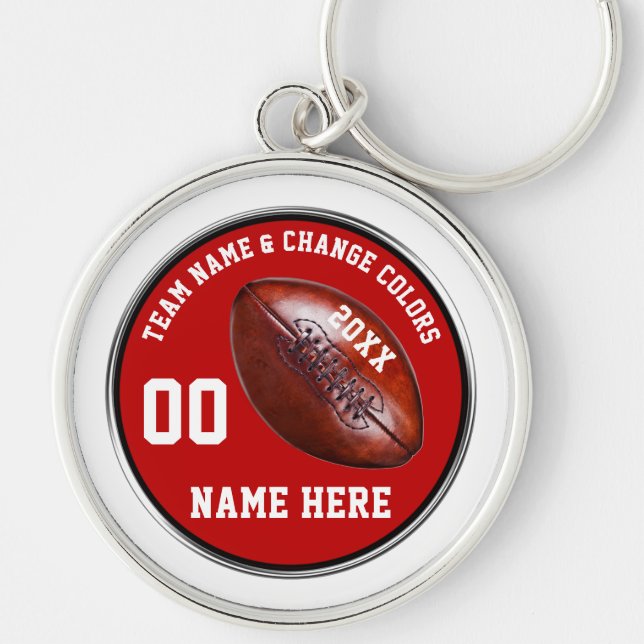 Red and White, Cheap Football Player Gifts Key Ring (Front)