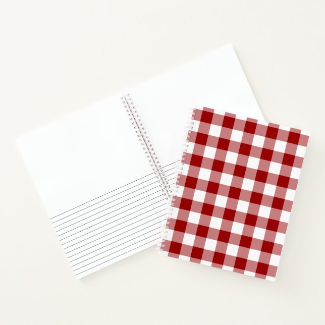 Red and White Checked Plaid Sketch Notes Notebook (Inside)