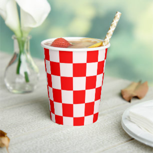Red and White Checkered Pattern  Paper Cups