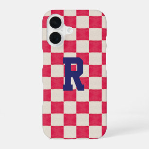 Red and White Checks iPhone 16 Case
