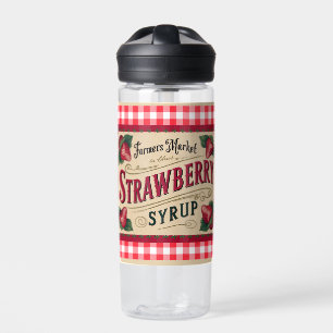 Red and White Checks Water Bottle
