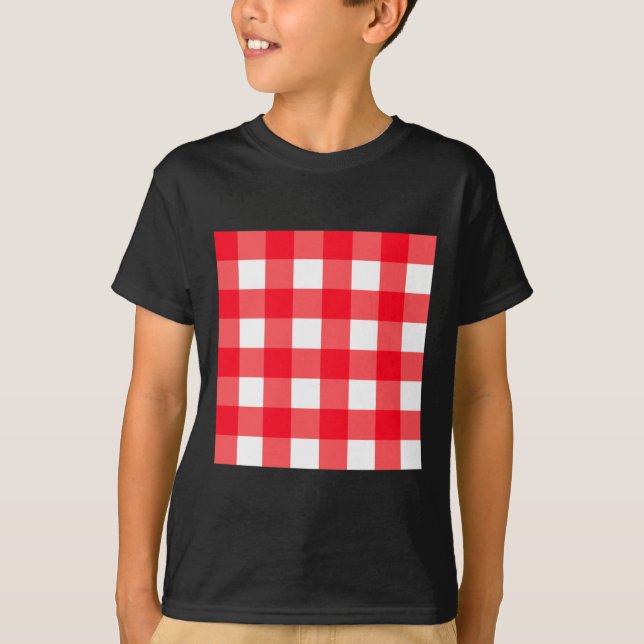 Red And White Chequerboard Grid Squares Sticker  T-Shirt (Front)
