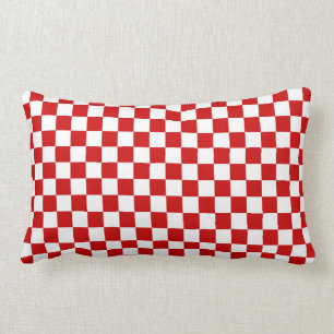 Red and White Chequerboard Lumbar Cushion