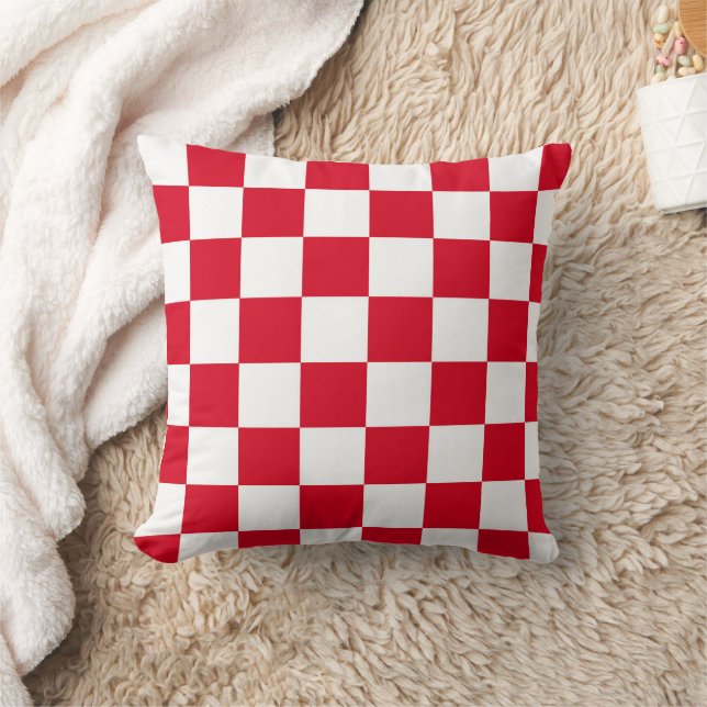 Red and White Chequerboard Pattern  Cushion (Blanket)
