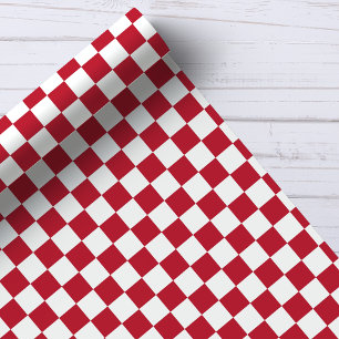 Red and White Chequerboard Pattern Wrapping Paper