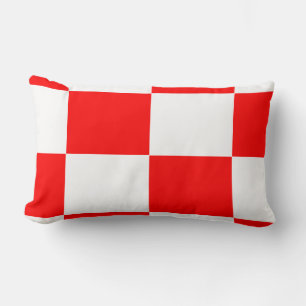 red and white chequered board  pattern lumbar cushion