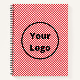 Red and white chequered board pattern notebook