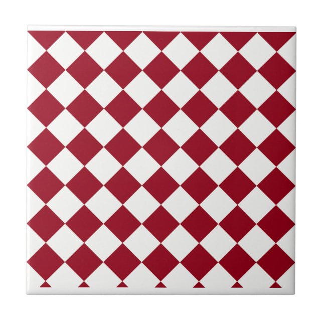 Red and White Chequered Design Tile (Front)