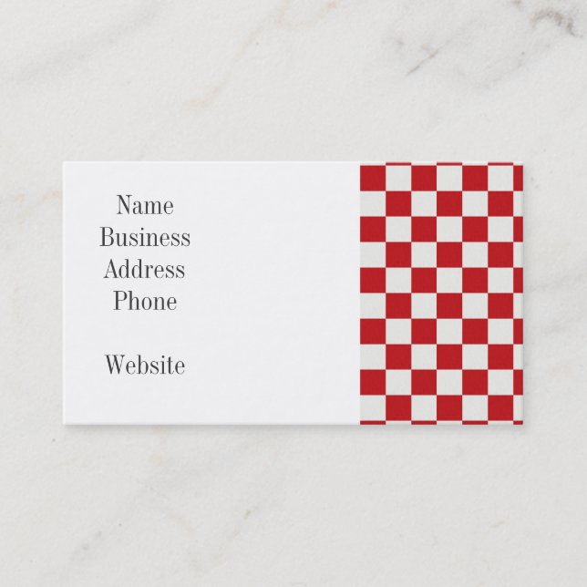 Red and White Chequered Pattern Country BBQ Colour Business Card (Front)