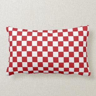 Red and White Chequered Pattern Country BBQ Colour Lumbar Cushion