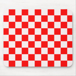 Red and White Chequered Pattern  Mouse Pad