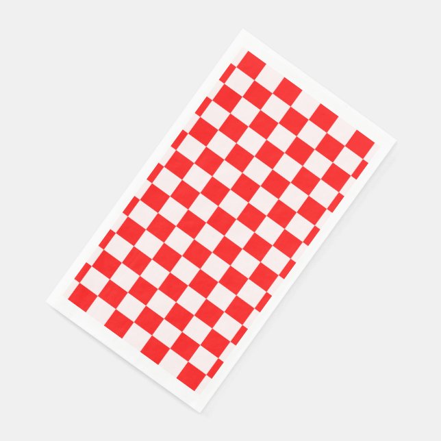 Red and White Chequered Pattern   Napkin (Corner)