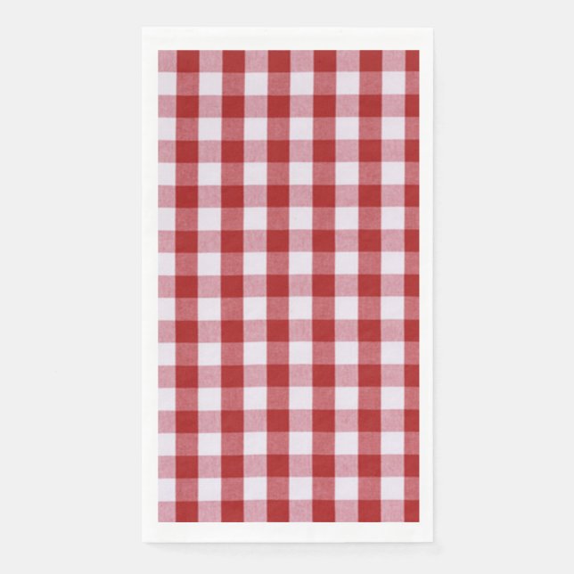 Red and White Chequered Pattern/Squares  Napkin (Front)