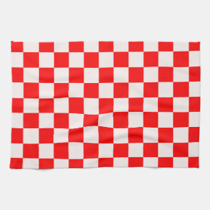 Red and White Chequered Pattern  Tea Towel
