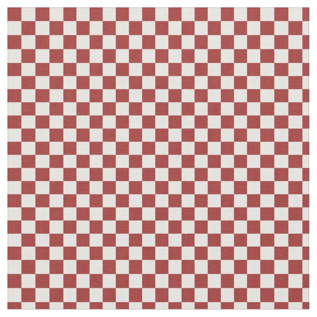 Red and White Chequered Squares Fabric (Close Up)