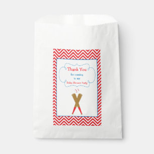 Red and White Chevron Baby Shower Party Favour Bags