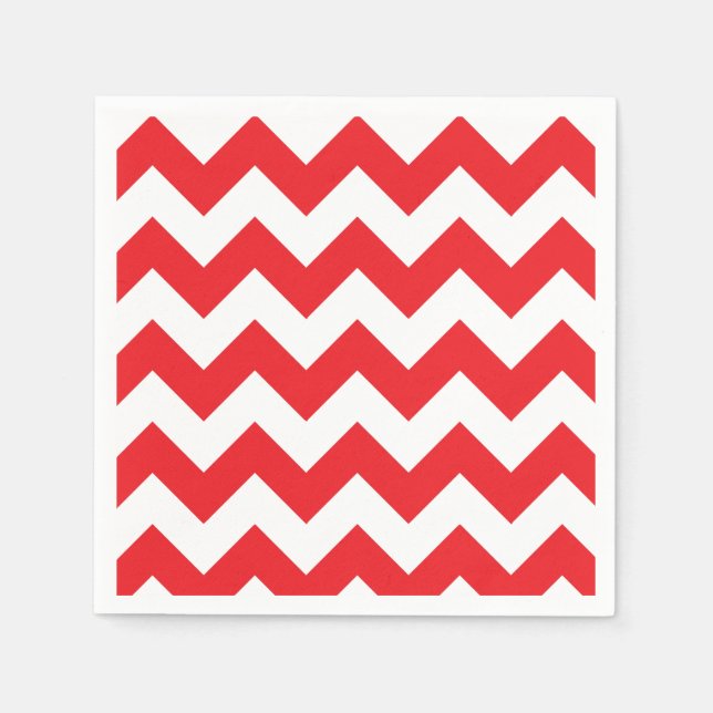 Red and White Chevron Paper Napkin (Front)