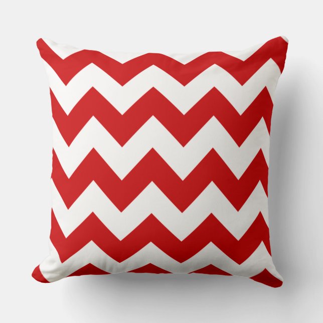 Red and White Chevron Pattern Cushion (Front)