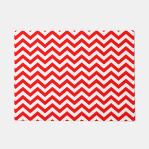 Red And White Chevron Pattern Doormat
