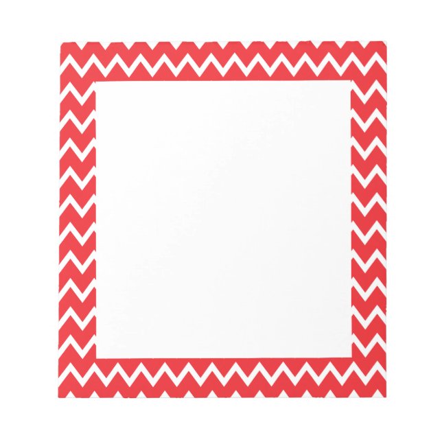 Red and White Chevron Pattern Notepad (Front)