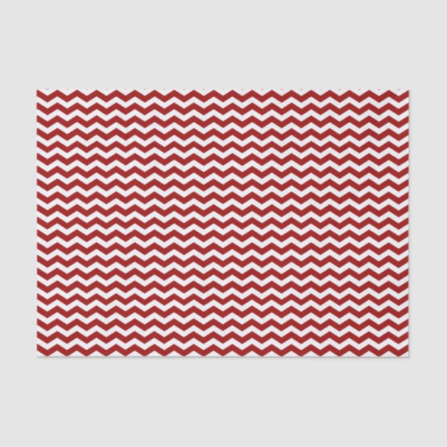 Red and White Chevron Pattern Tissue Paper (Front)