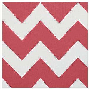 Red and White Chevron Stripes Pattern Fabric