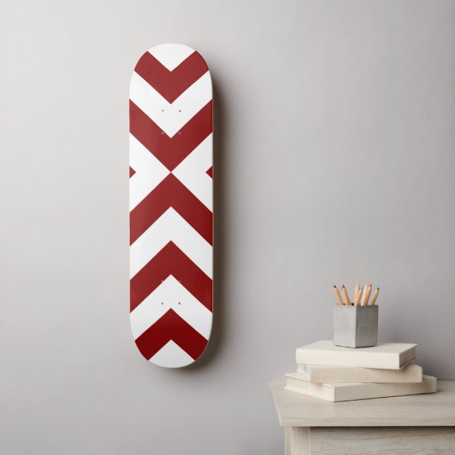Red and White Chevrons Skateboard (Wall Art)