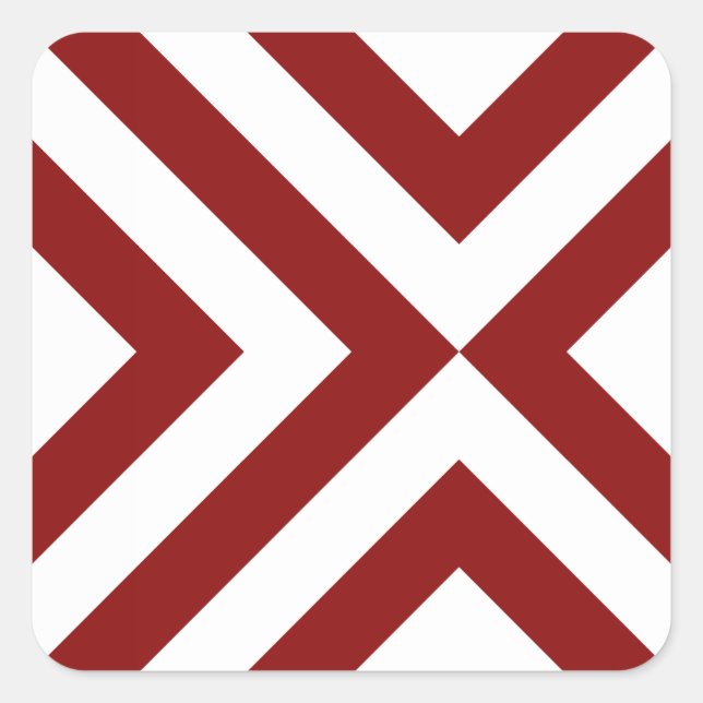 Red and White Chevrons Square Sticker (Front)