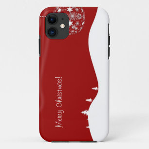 Red and White Christmas Abstract Silhouette iPhone 11 Case