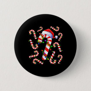 Red And White Christmas Candy Cane Santa Lights Ch 6 Cm Round Badge