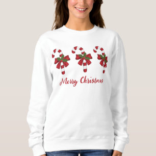 Red And White Christmas Candy Canes & Custom Text Sweatshirt