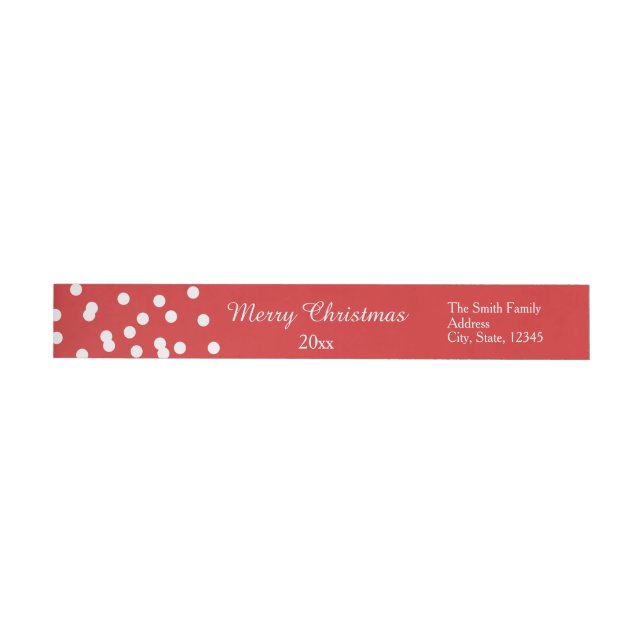 Red and White Christmas Confetti Greetings Wrap Around Label (Individual)