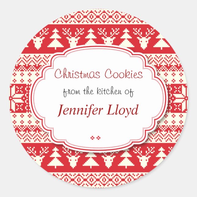 Red and White, Christmas Cookies, Treats Classic Round Sticker (Front)