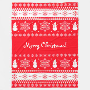 Red and White Christmas Fleece Blanket