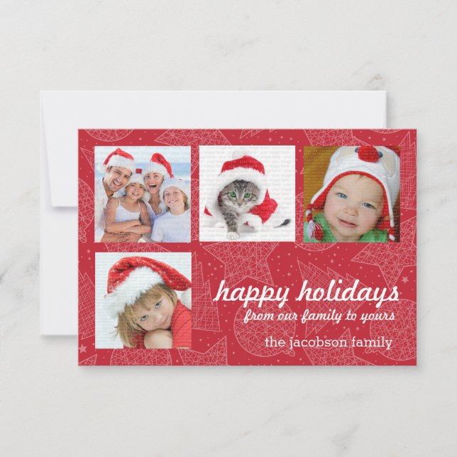 Red and White Christmas Holiday Photo Cards (Front)