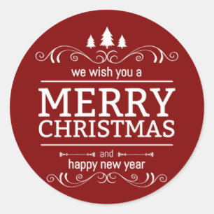 Red And White Christmas New Year Classic Round Sticker