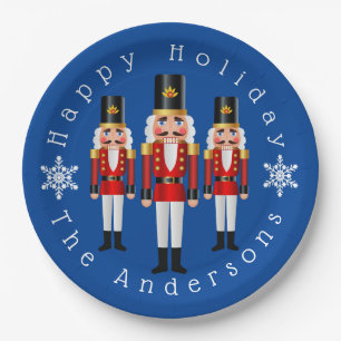 Red and White Christmas Nutcrackers Personalize Paper Plate