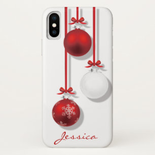Red and White Christmas Ornaments Red Bow Holiday Case-Mate iPhone Case