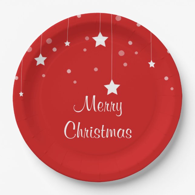 Red and White Christmas Paper Plate (Front)