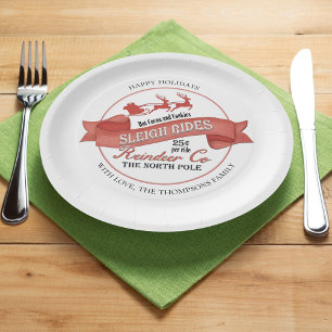 Red and White Christmas Party Custom Paper Plate