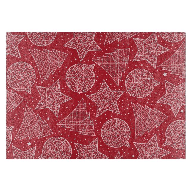 Red and White Christmas Pattern Cutting Board (Front)