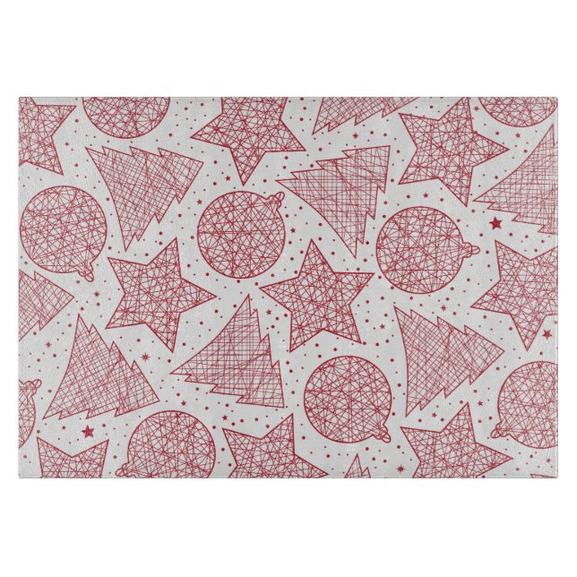 Red and White Christmas Pattern Cutting Board (Front)